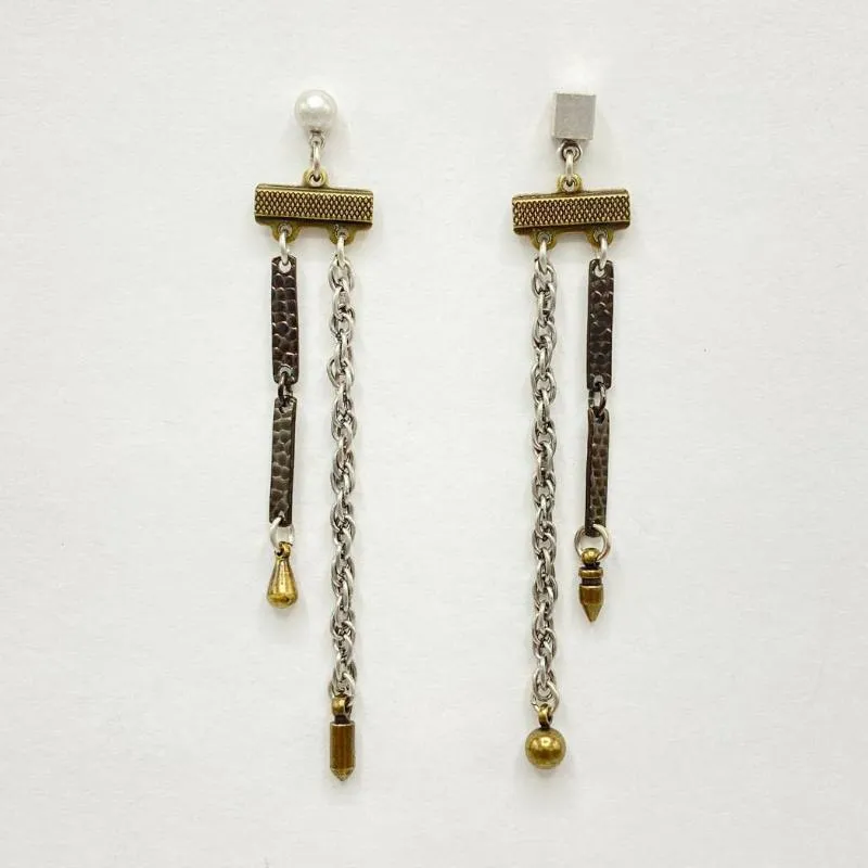 Mixed Metal Dangle Earrings