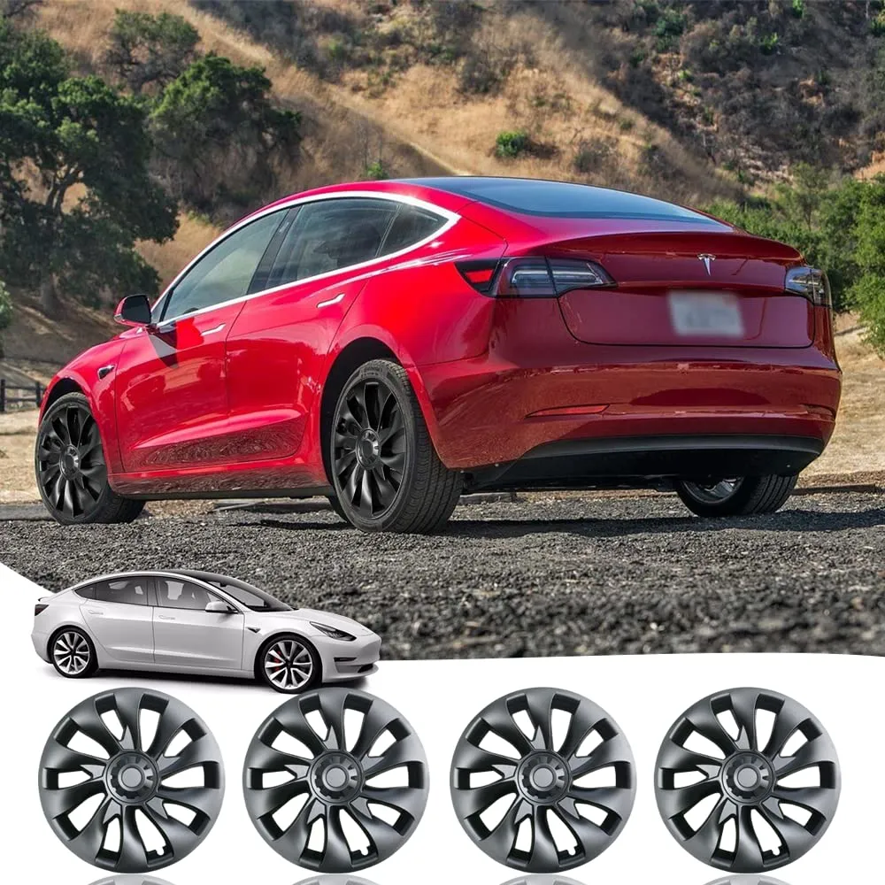 Model 3 18inch Überturbine Wheel Cover Tesla 18inch Turbine Wheel Cap Kit 4PCS Matte Black