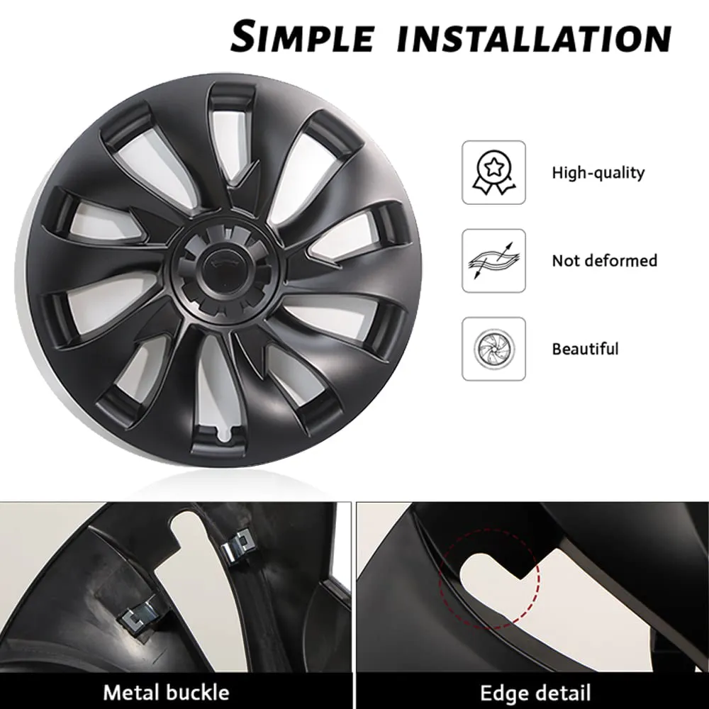 Model 3 18inch Überturbine Wheel Cover Tesla 18inch Turbine Wheel Cap Kit 4PCS Matte Black