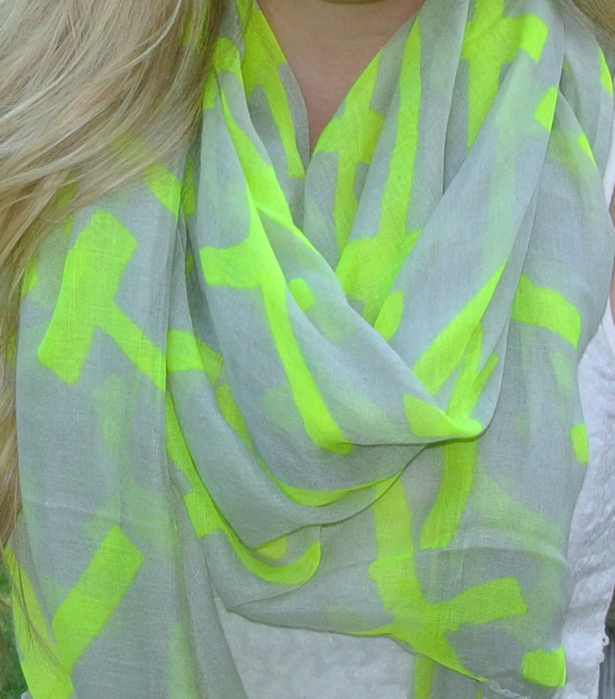 Neon Green Cross Scarf | SALE