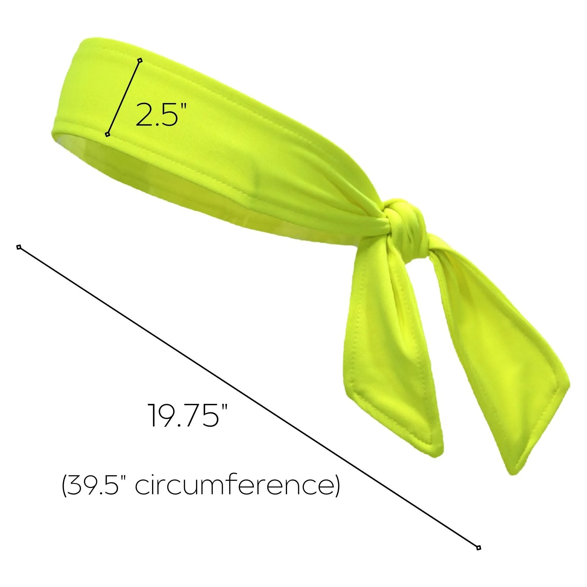 Neon Yellow Tie Headbands - 12 Pack