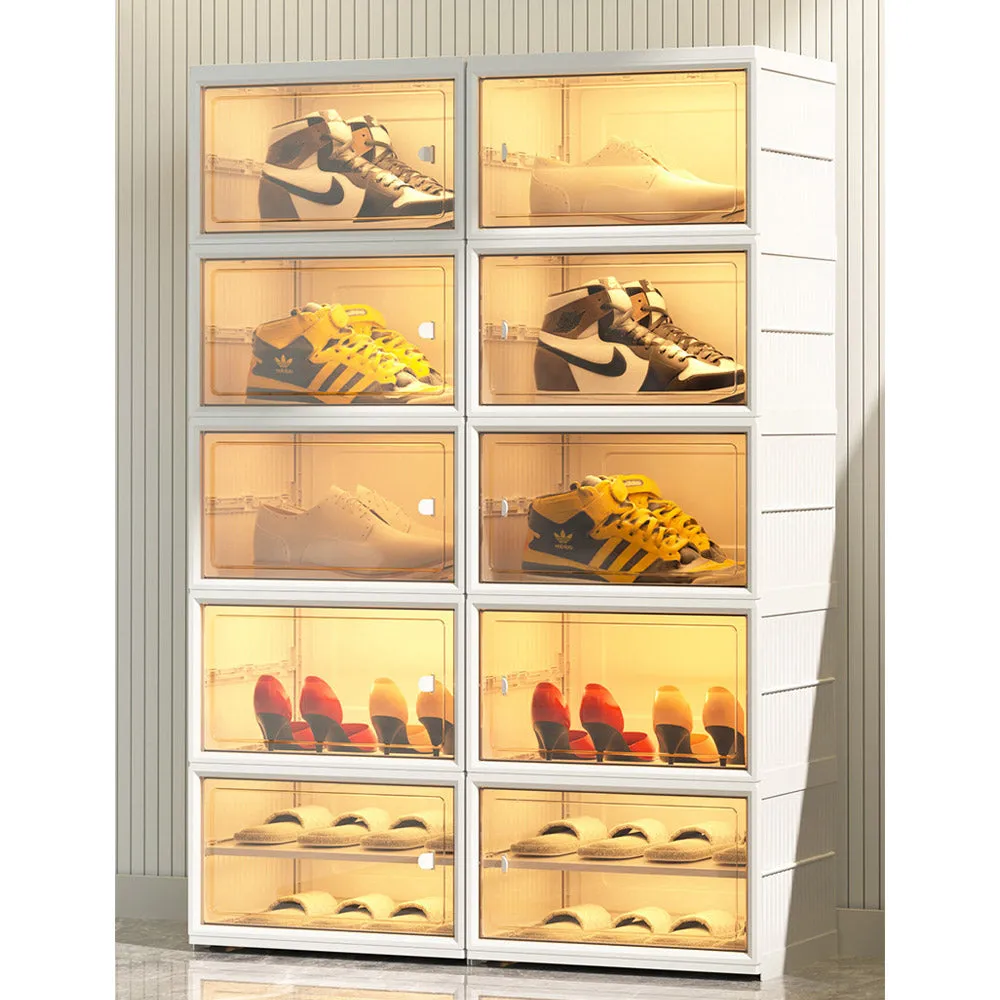 (Net) 5 Layers Modern Simplicity Transparent Shoe Box Drawer Type Shoe Storage Province Space Saving Folding Shoe Rack Home Furniture