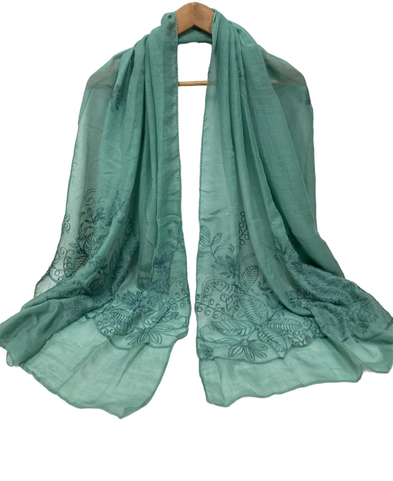 New Women Cotton Viscose Embroidery Light weight All Season Scarf