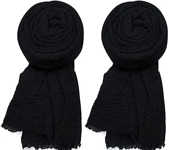 New Women Crinkle Scarf Hijab Plain Maxi Headscarf Crimp Scarves Shawl Ruffle UK