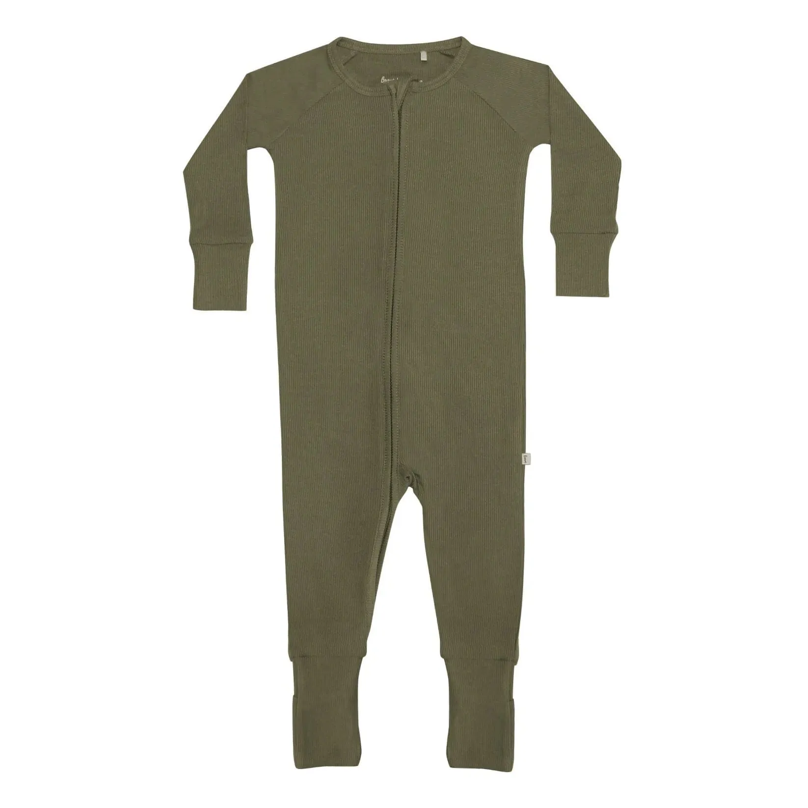 Olive Small Ribbed Zip Romper