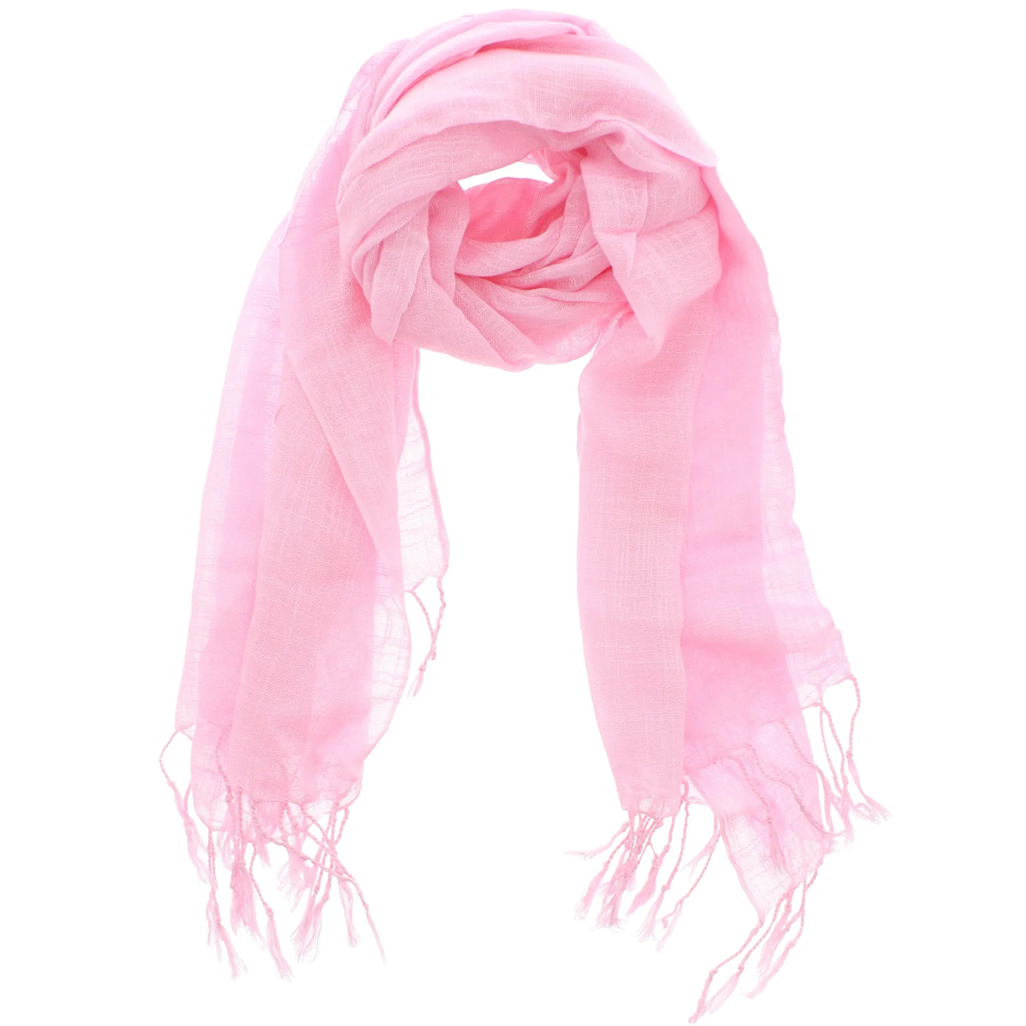 Plain Long Lightweight Scarf with Tassels