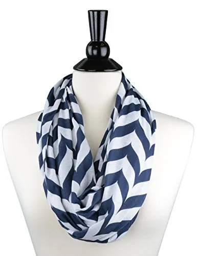 Pop Fashion Womens Chevron Arrow Patterned Infinity Scarf with Hidden Zipper Pocket