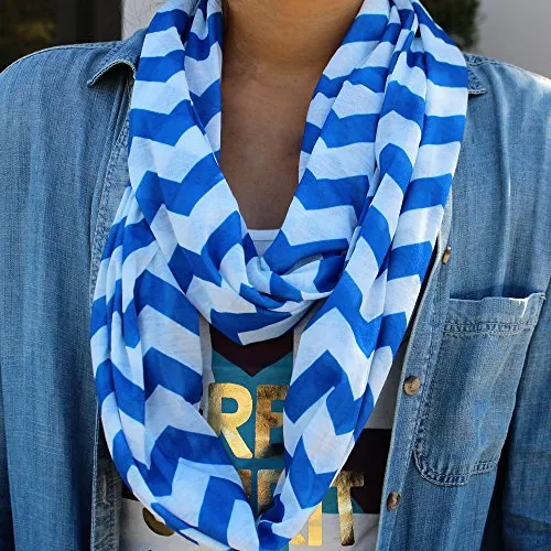 Pop Fashion Womens Chevron Arrow Patterned Infinity Scarf with Hidden Zipper Pocket