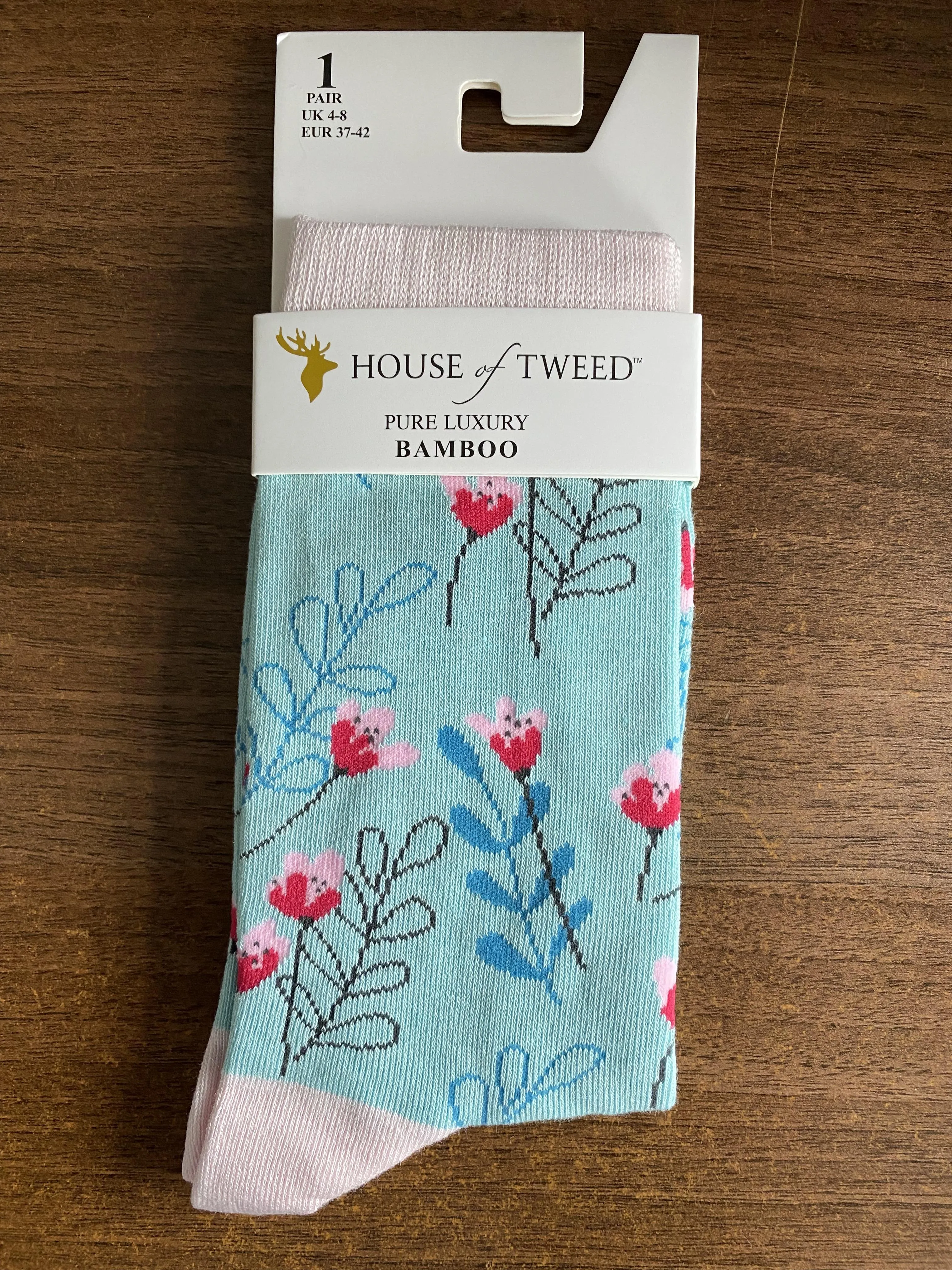 Pure Luxury Bamboo Socks for Women by House of Tweed - Floral Design