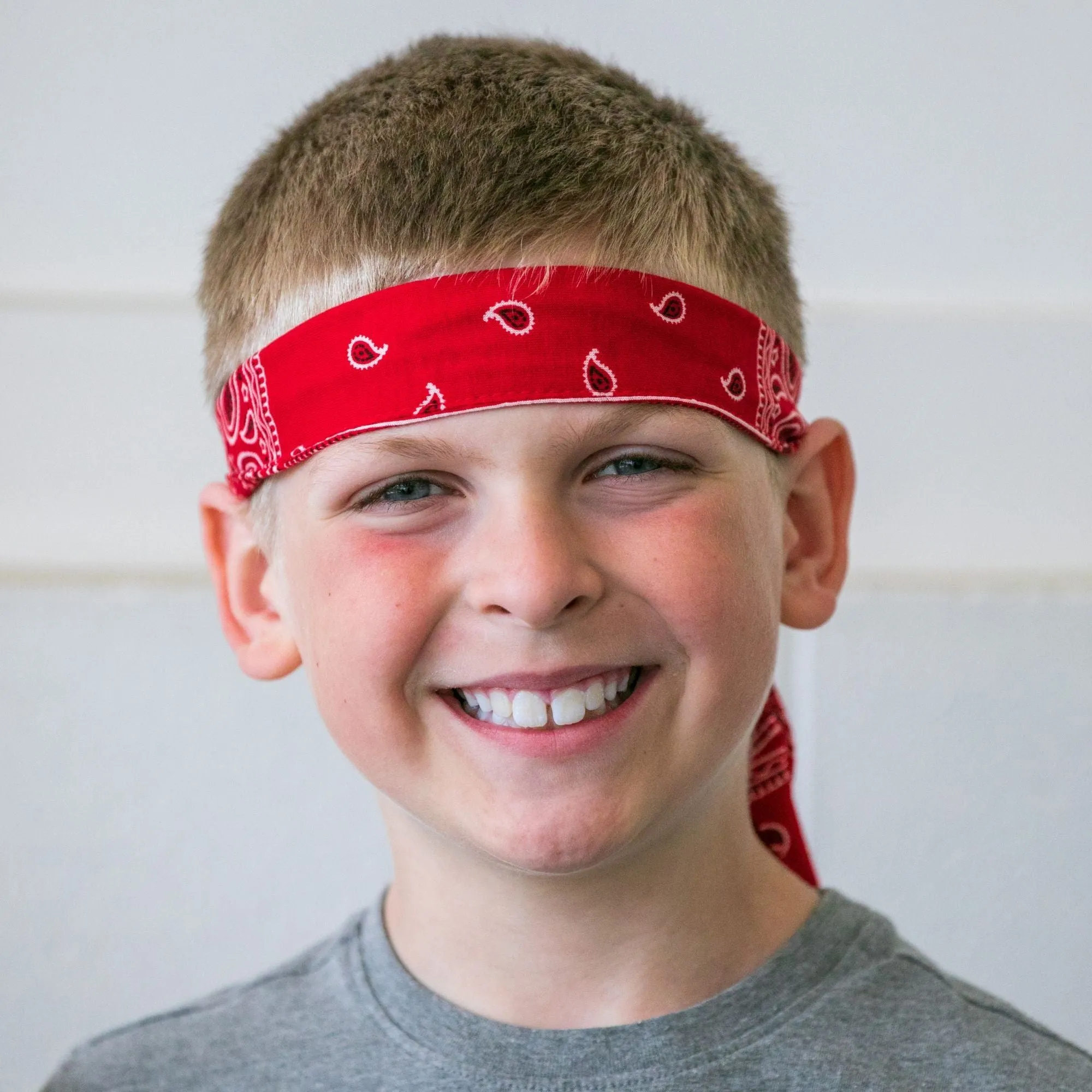 Red Bandana Tie Headbands - 12 Pack