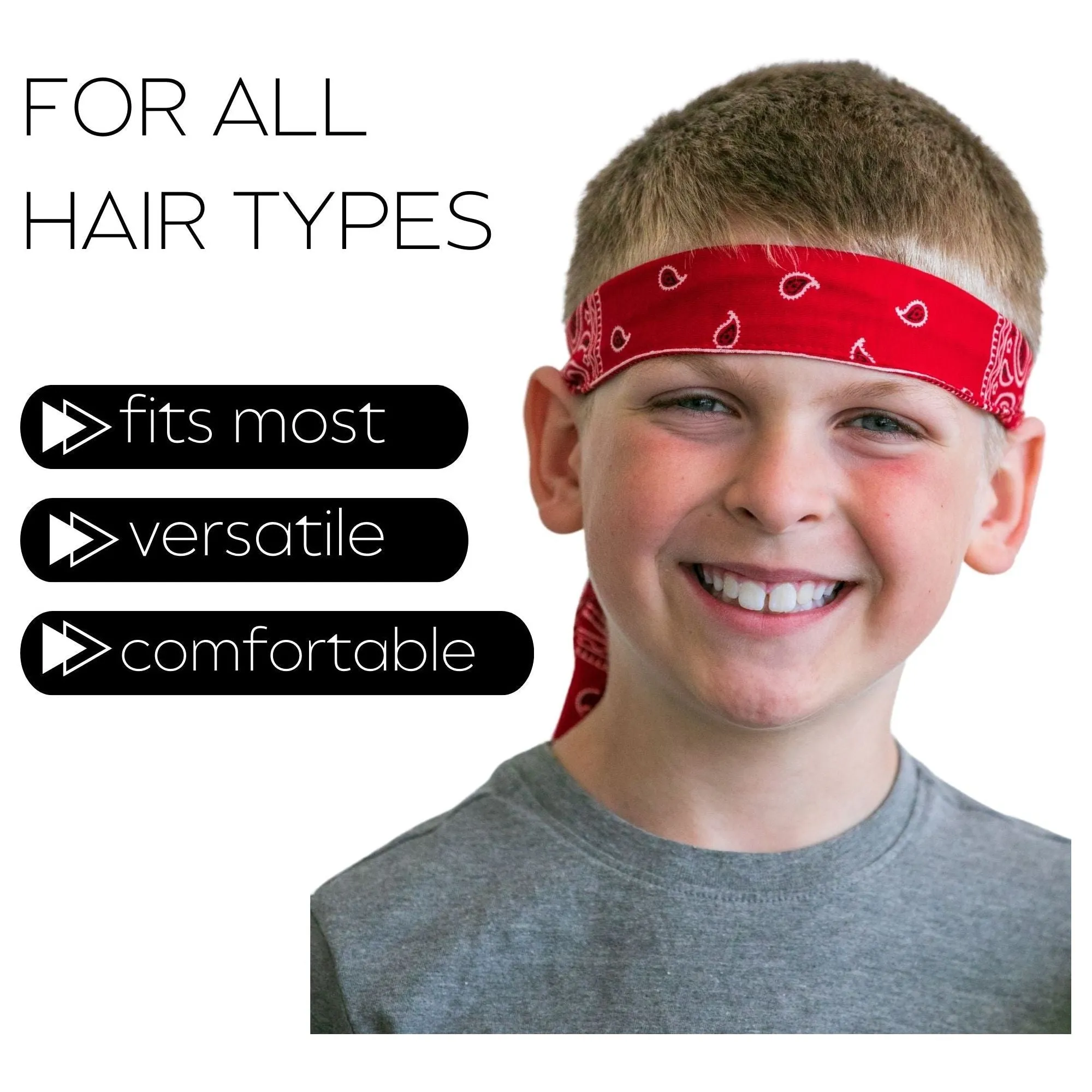 Red Bandana Tie Headbands - 12 Pack