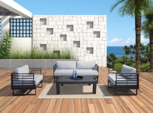 Renava Wharf Outdoor Grey & Black Sofa Set