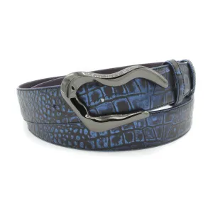 Royal Blue Mirror Effect Mock Croc Swirl Belt