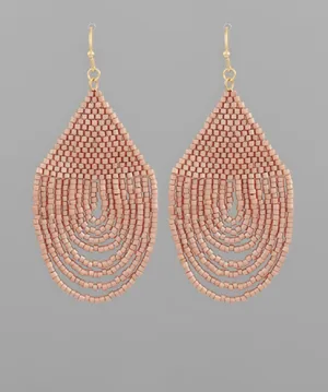 Seed Bead Tassel Earrings - Mauve