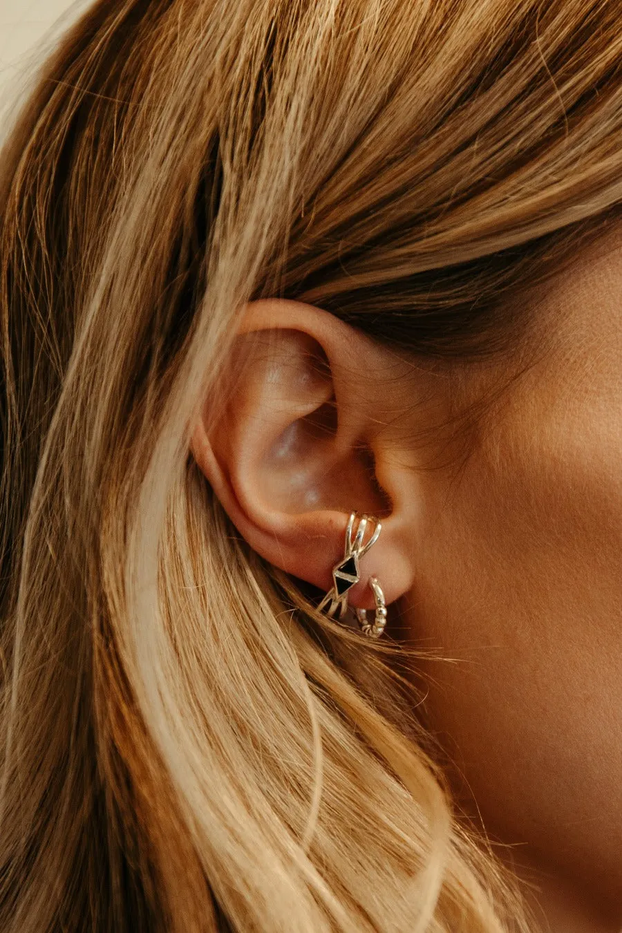 Sierra Winter Beatnik Earring in Sterling Silver & Black Onyx