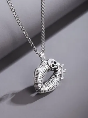 Silver Metal Lips & Skull Pendant Necklace For Men's Party for Men Jewelry for