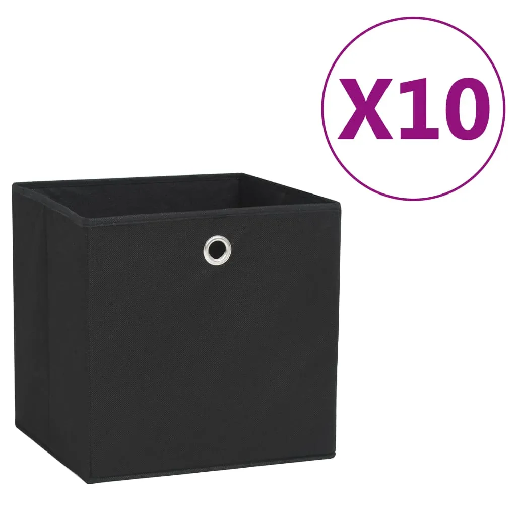 Storage Boxes 10 pcs Non-woven Fabric 28x28x28 cm Black