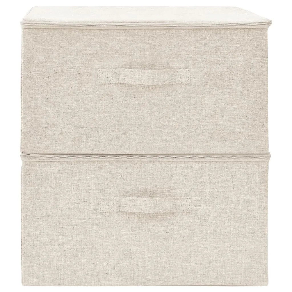 Storage Boxes 2 pcs  Fabric 43x34x23 cm Cream