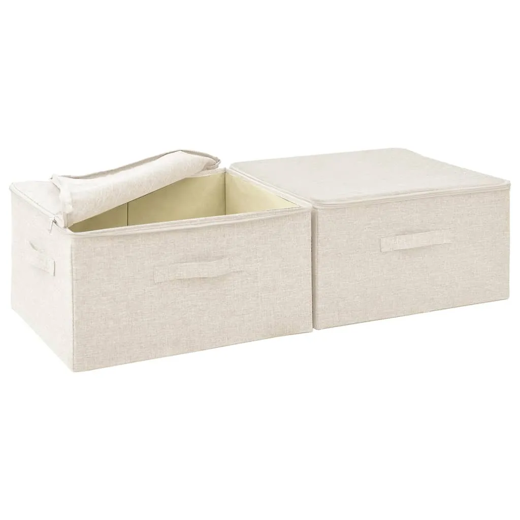 Storage Boxes 2 pcs  Fabric 43x34x23 cm Cream