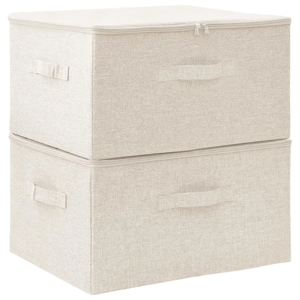 Storage Boxes 2 pcs  Fabric 43x34x23 cm Cream