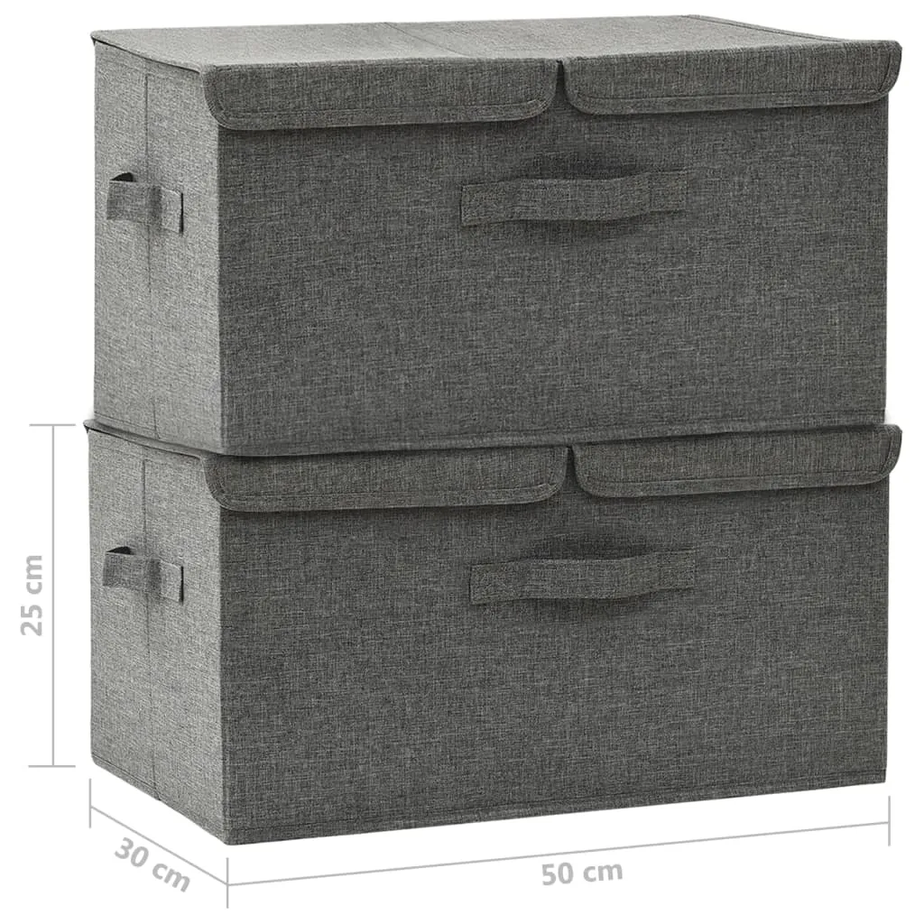 Storage Boxes 2 pcs Fabric 50x30x25 cm Anthracite