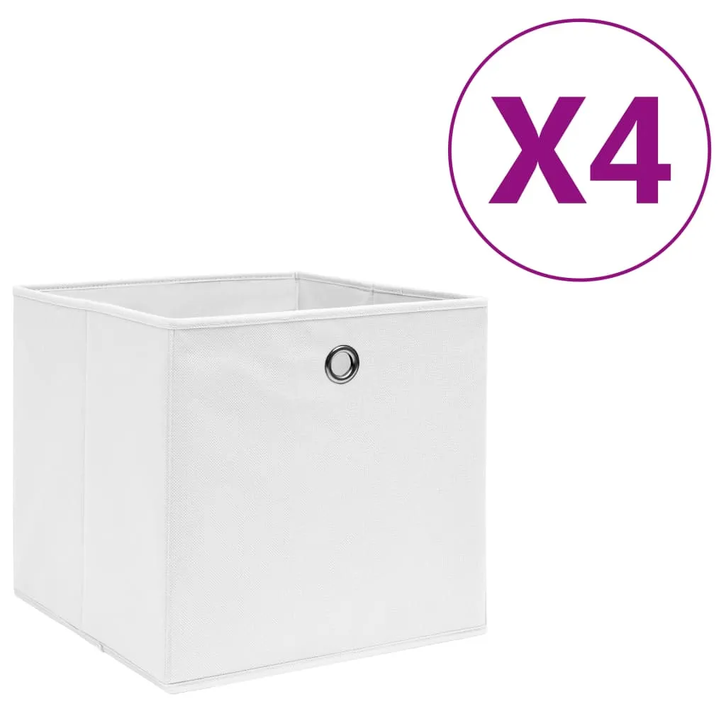 Storage Boxes 4 pcs Non-woven Fabric 28x28x28 cm White