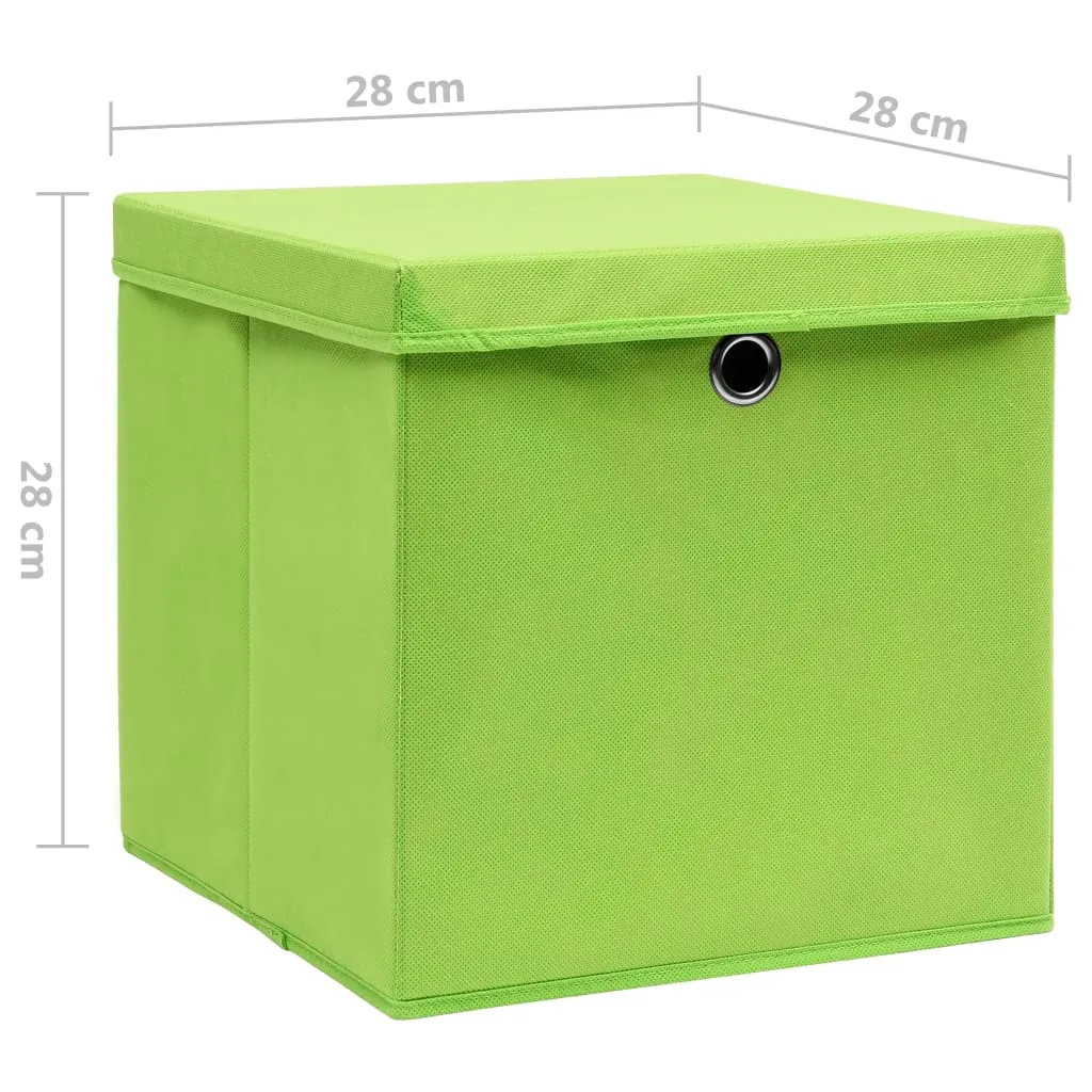 Storage Boxes with Covers 10 pcs 28x28x28 cm Green