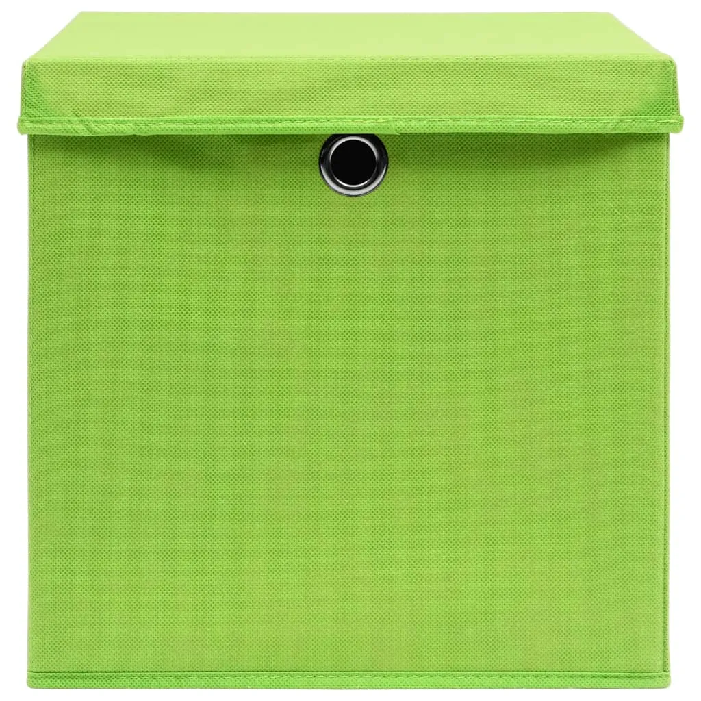 Storage Boxes with Covers 10 pcs 28x28x28 cm Green