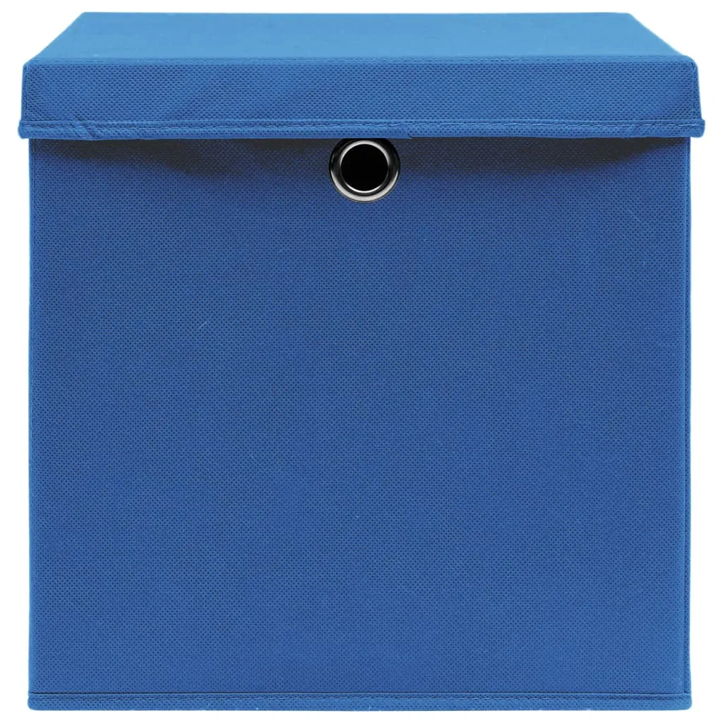 Storage Boxes with Lids 10 pcs Blue 32x32x32 cm Fabric