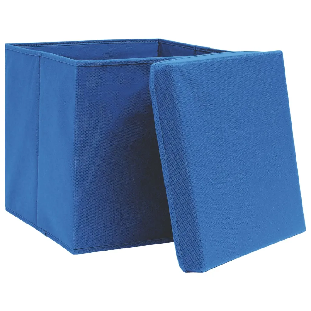 Storage Boxes with Lids 10 pcs Blue 32x32x32 cm Fabric