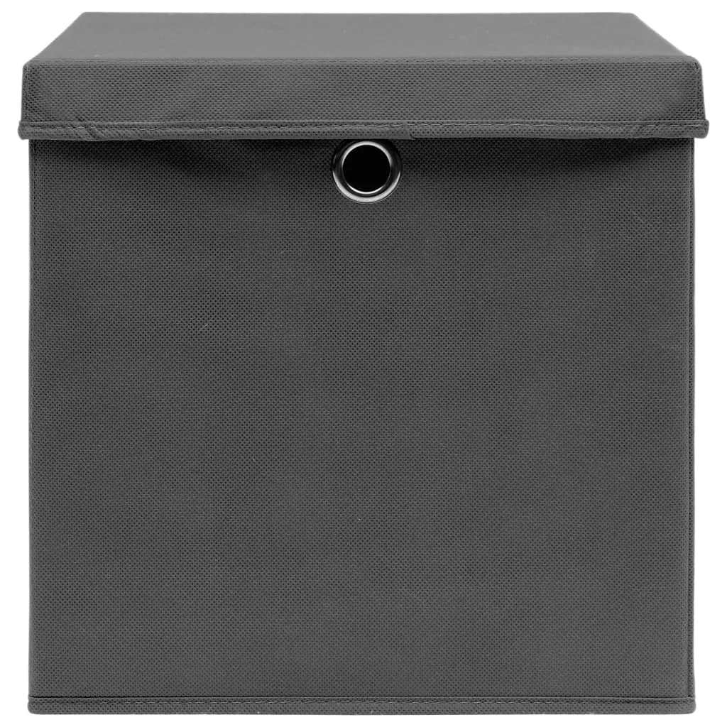 Storage Boxes with Lids 10 pcs Grey 32x32x32 cm Fabric