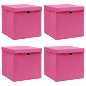 Storage Boxes with Lids 4 pcs Pink 32x32x32 cm Fabric