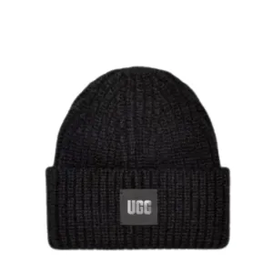 UGG Black Chunky Rib Logo Beanie