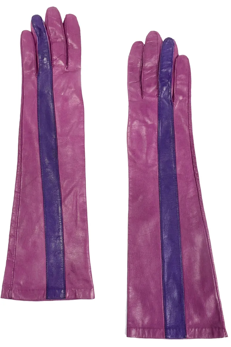 Vintage 3/4 Length Anne Klein Purple and Magenta Pink Leather Gloves