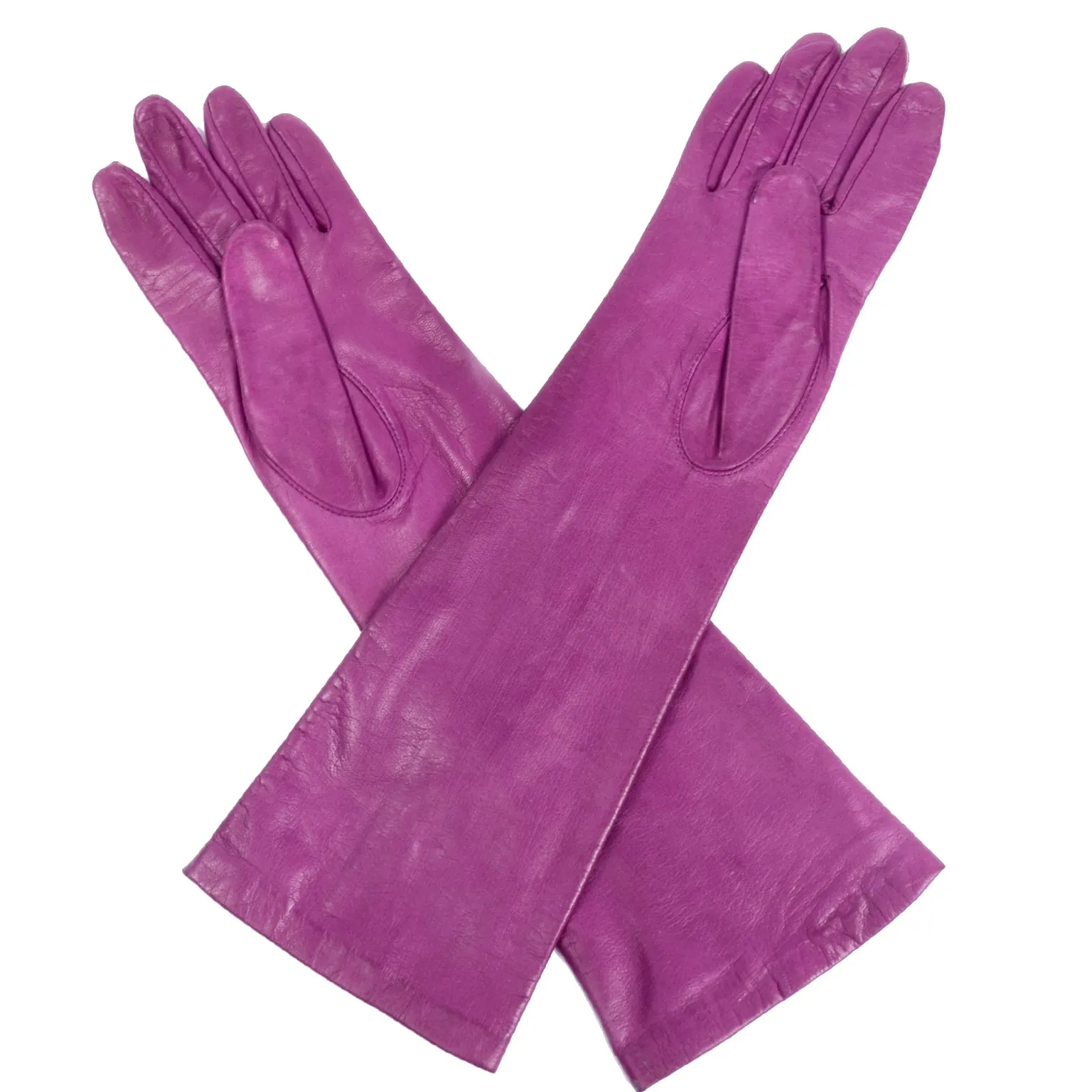 Vintage 3/4 Length Anne Klein Purple and Magenta Pink Leather Gloves