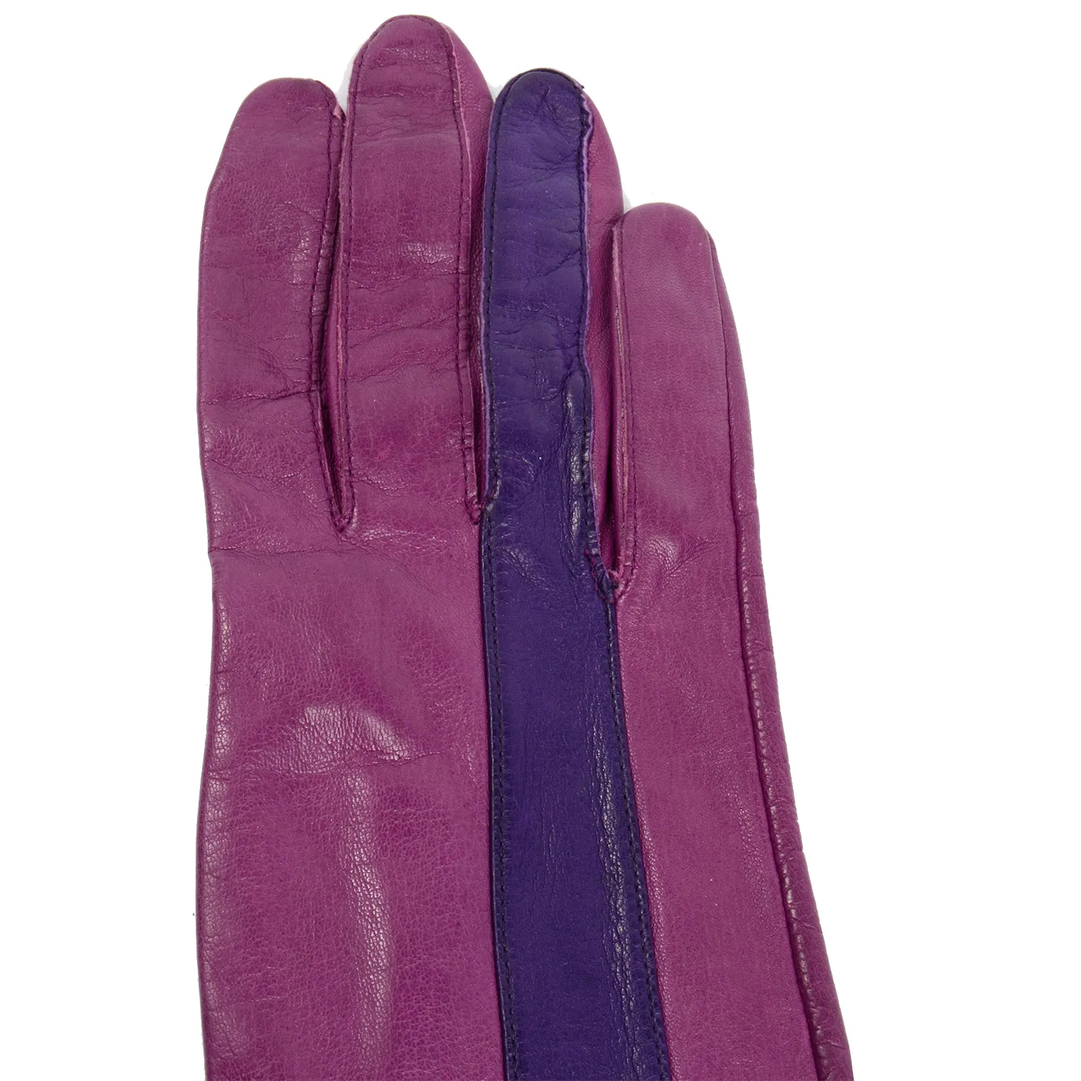 Vintage 3/4 Length Anne Klein Purple and Magenta Pink Leather Gloves