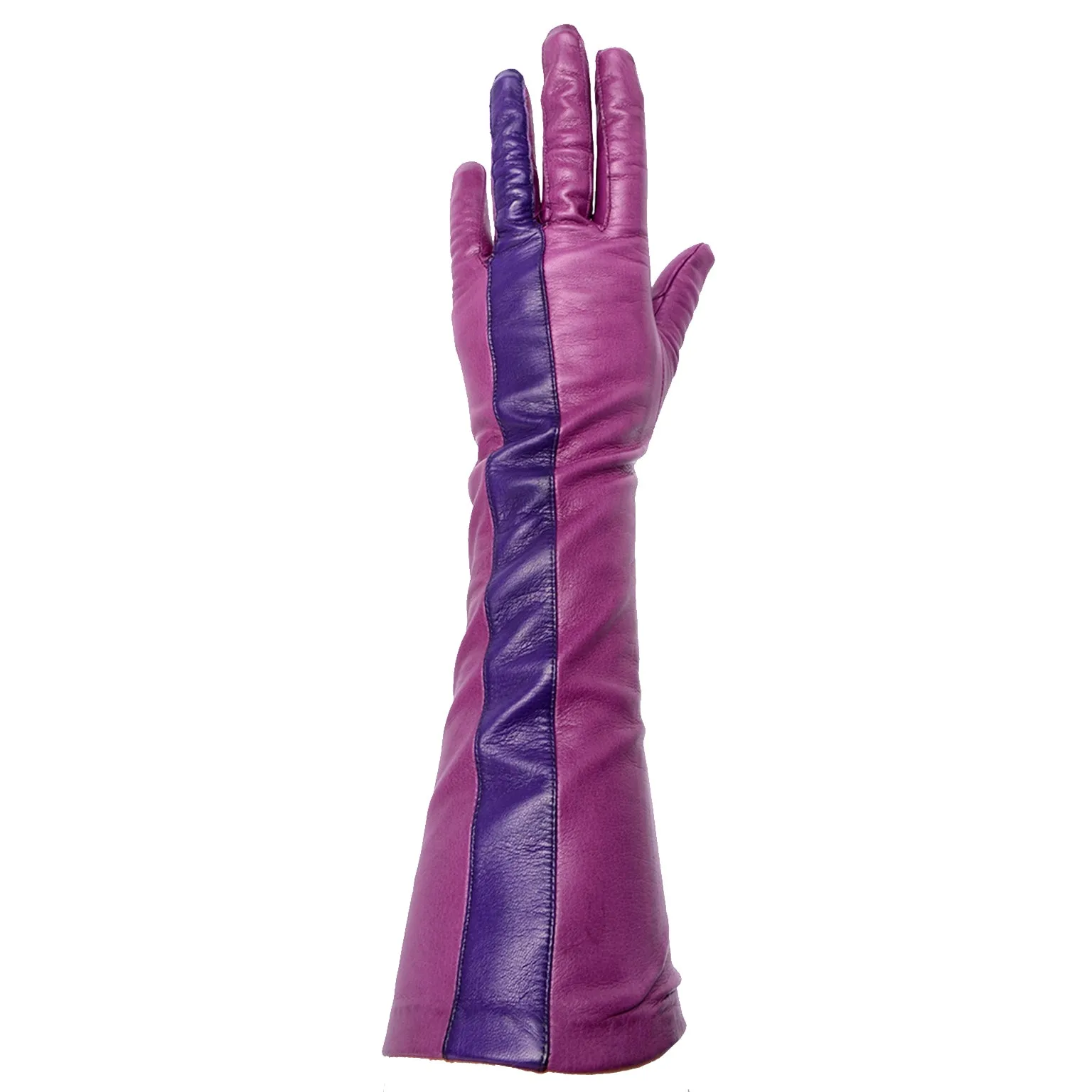 Vintage 3/4 Length Anne Klein Purple and Magenta Pink Leather Gloves