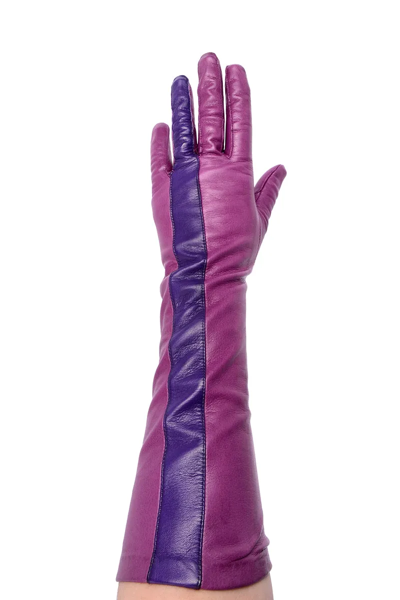 Vintage 3/4 Length Anne Klein Purple and Magenta Pink Leather Gloves