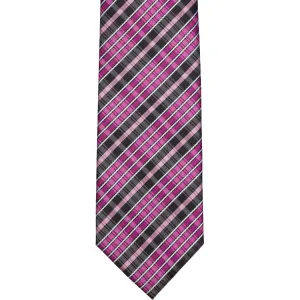 WF26 - Magenta/Black Small Plaid Standard Width Necktie