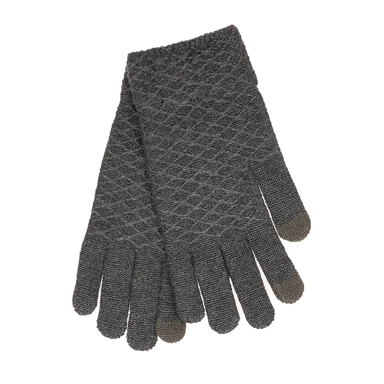 Womens Textured Touch Screen Gloves Soft Knit One Size