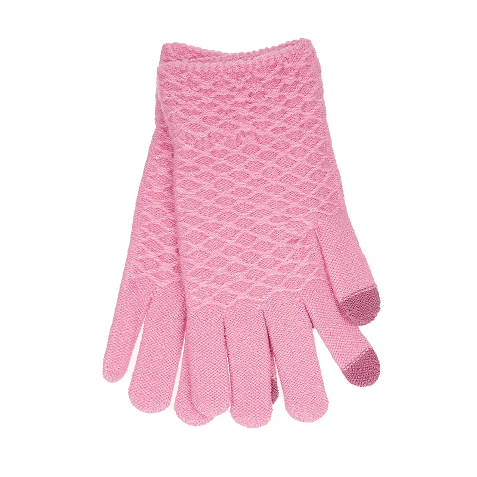 Womens Textured Touch Screen Gloves Soft Knit One Size