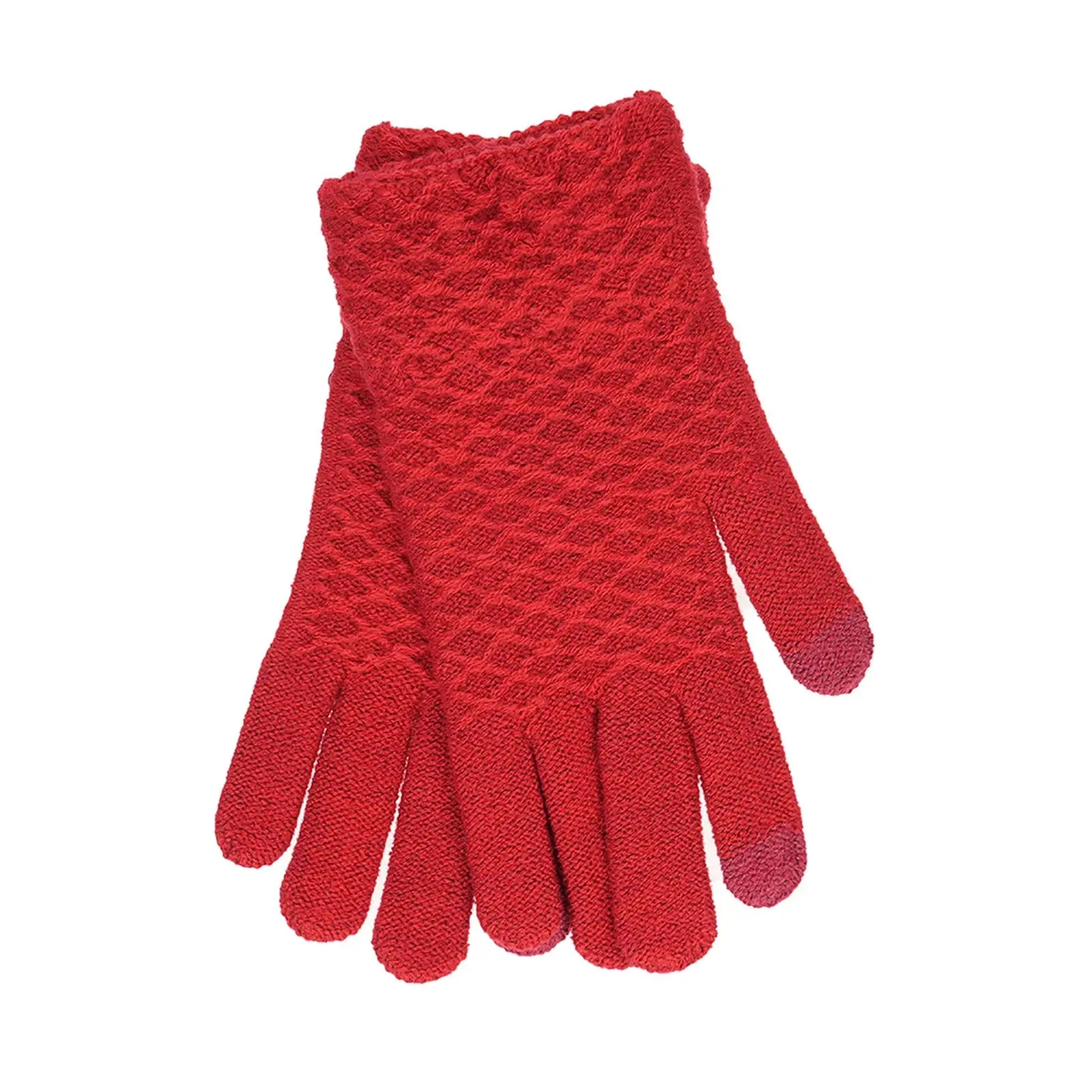 Womens Textured Touch Screen Gloves Soft Knit One Size