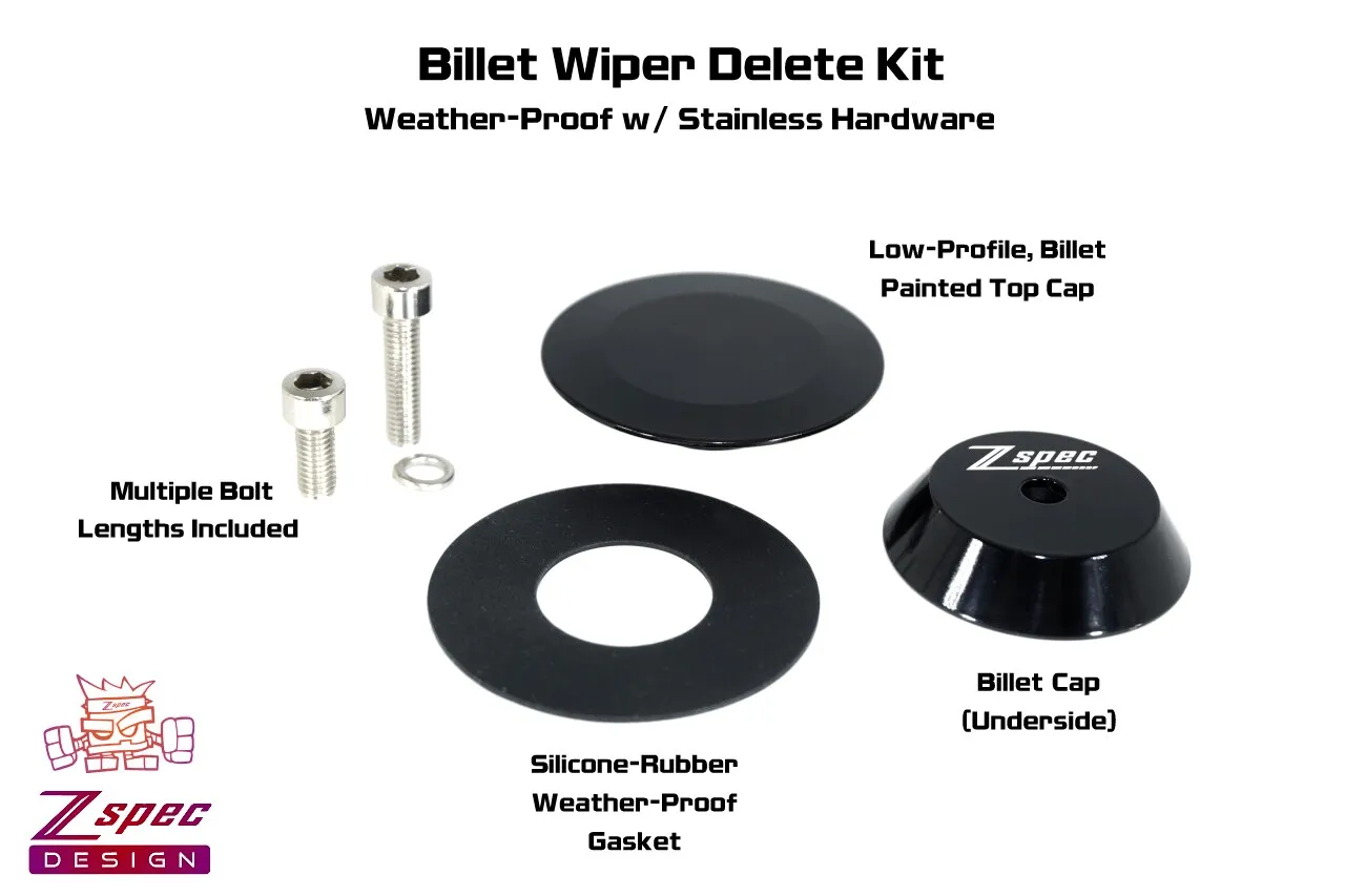 ZSPEC Rear Wiper Delete/Hole-Cap, 44mm Billet Weatherproof, BLACK